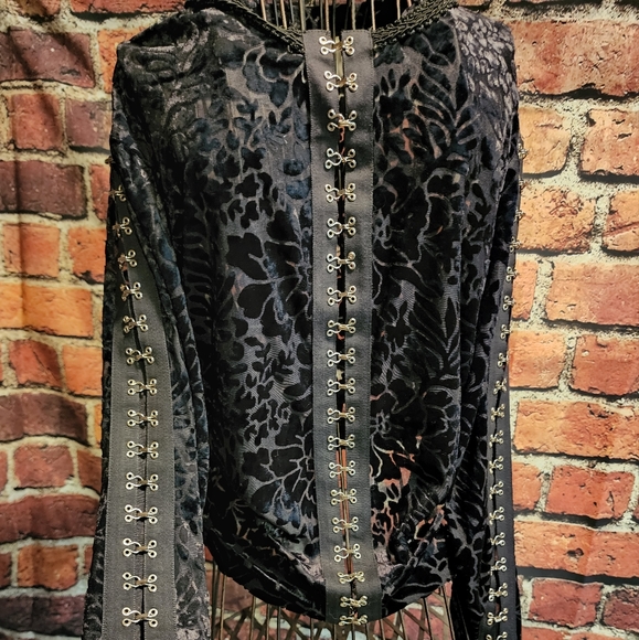 Velvet sheer Gothic Victorian blouse by Shrine hollywood California - Picture 1 of 9
